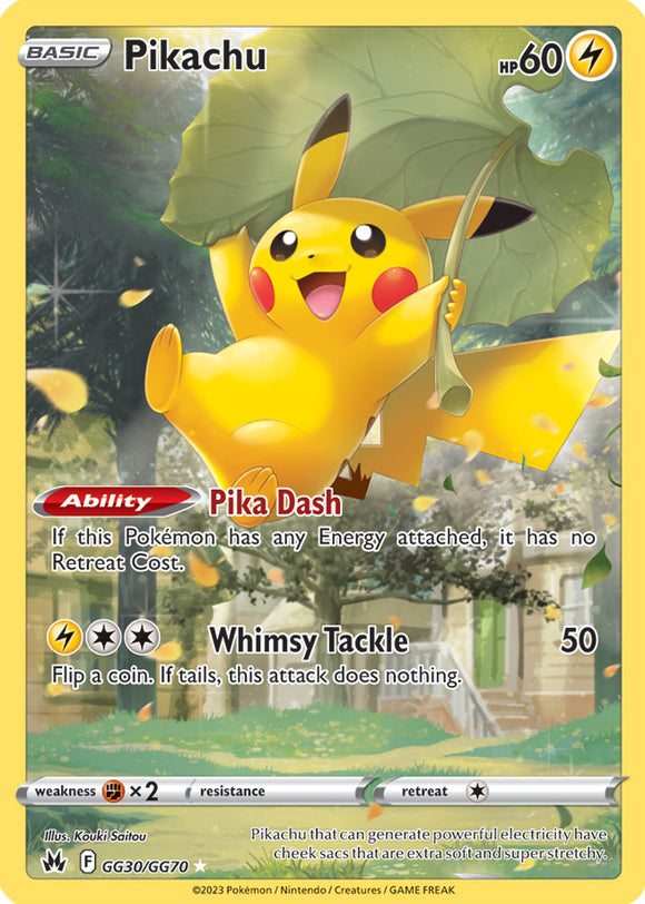 Pikachu GG30/GG70 SWSH Crown Zenith Galarian Gallery Full Art Holo Pok Kawaii Collector Pikachu GG30/GG70 SWSH Crown Zenith Galarian Gallery Full Art Holo Pok Kawaii Collector