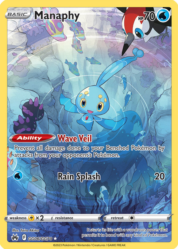 Manaphy GG06/GG70 SWSH Crown Zenith Galarian Gallery Full Art Holo Pokemon Card TCG Near Mint