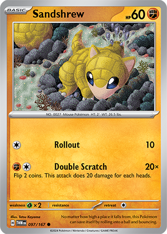 Sandshrew 097/167 SV Twilight Masquerade Common Pokemon Card TCG Near Mint