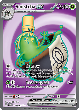 Sinistcha ex 189/167 SV Twilight Masquerade Full Art Ultra Rare Pokemon Card TCG Near Mint