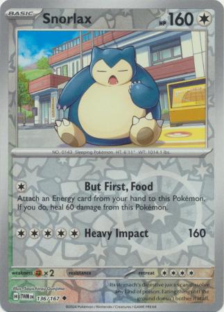 Snorlax 136/167 SV Twilight Masquerade Reverse Holo Uncommon Pokemon Card TCG Near Mint