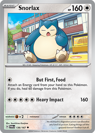 Snorlax 136/167 SV Twilight Masquerade Uncommon Pokemon Card TCG Near Mint