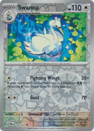 Swanna 140/167 SV Twilight Masquerade Reverse Holo Uncommon Pokemon Card TCG Near Mint