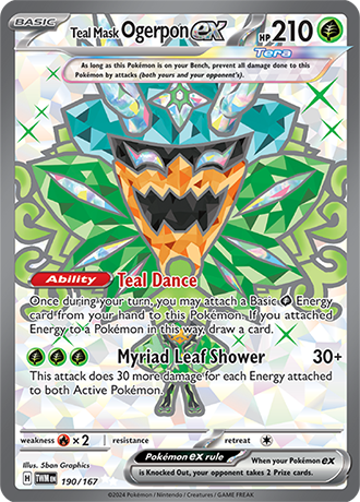Teal Mask Ogerpon ex 190/167 SV Twilight Masquerade Full Art Ultra Rare Pokemon Card TCG Near Mint