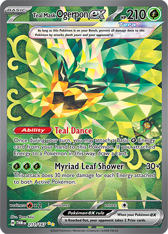 Teal Mask Ogerpon ex 211/167 SV Twilight Masquerade Special Illustration Rare Pokemon Card TCG Near Mint