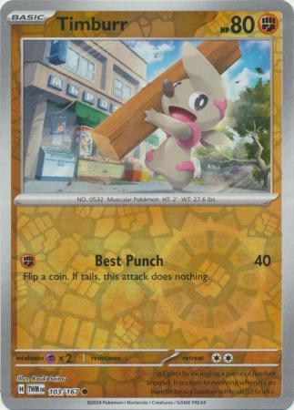Timburr 103/167 SV Twilight Masquerade Reverse Holo Common Pokemon Card TCG Near Mint
