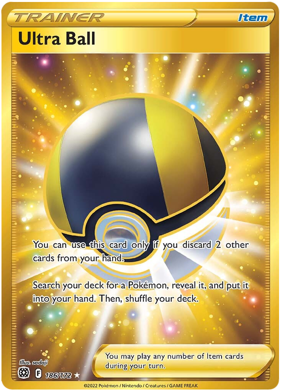 Ultra Ball 186/172 SWSH Brilliant Stars Secret Rare Full Art Pokemon Card TCG Near Mint