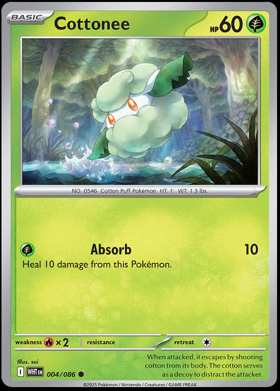Cottonee (4/86) Scarlet and Violet White Flare Common Pokemon Card TCG