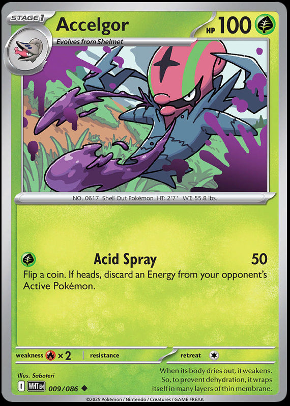Accelgor (9/86) Scarlet and Violet White Flare Reverse Holo Uncommon Pokemon Card TCG