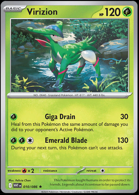 Virizion (10/86) Scarlet and Violet White Flare Reverse Holo Rare Pokemon Card TCG