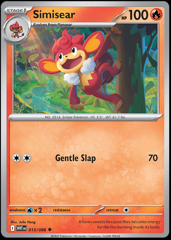 Simisear (15/86) Scarlet and Violet White Flare Uncommon Pokemon Card TCG
