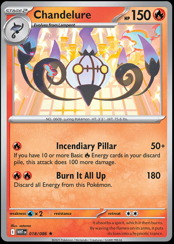 Chandelure (18/86) Scarlet and Violet White Flare Reverse Holo Rare Pokemon Card TCG