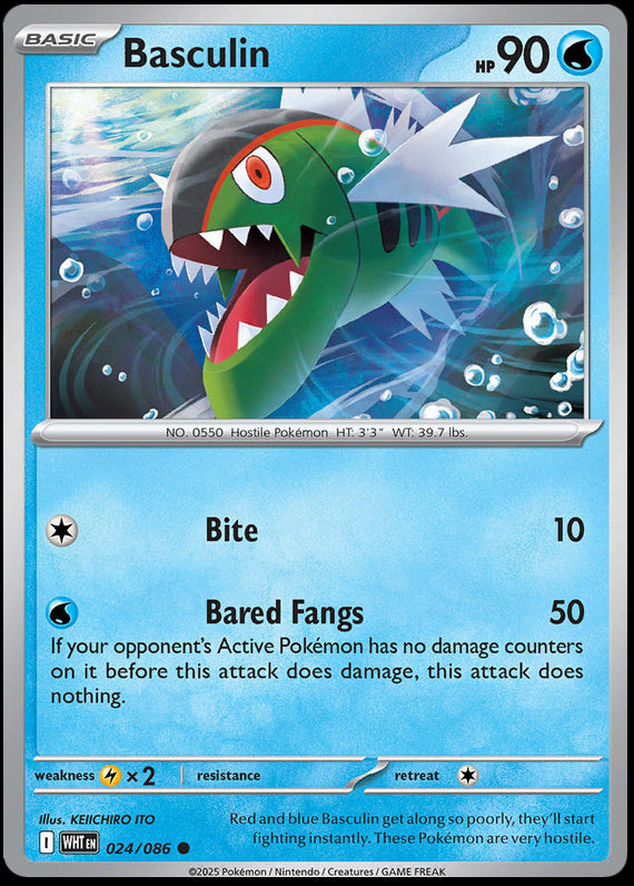 Basculin (24/86) Scarlet and Violet White Flare Reverse Holo Common Pokemon Card TCG