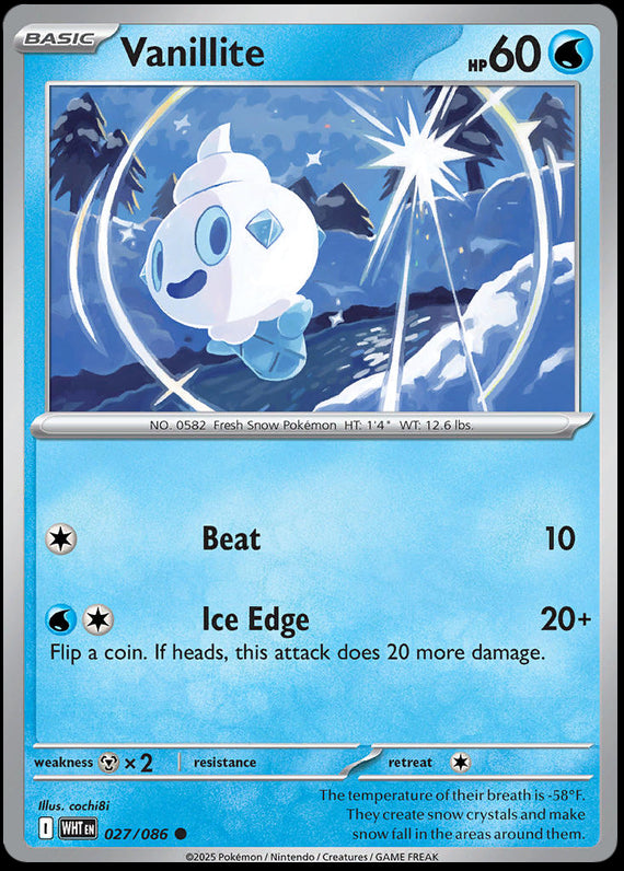 Vanillite (27/86) Scarlet and Violet White Flare Common Pokemon Card TCG