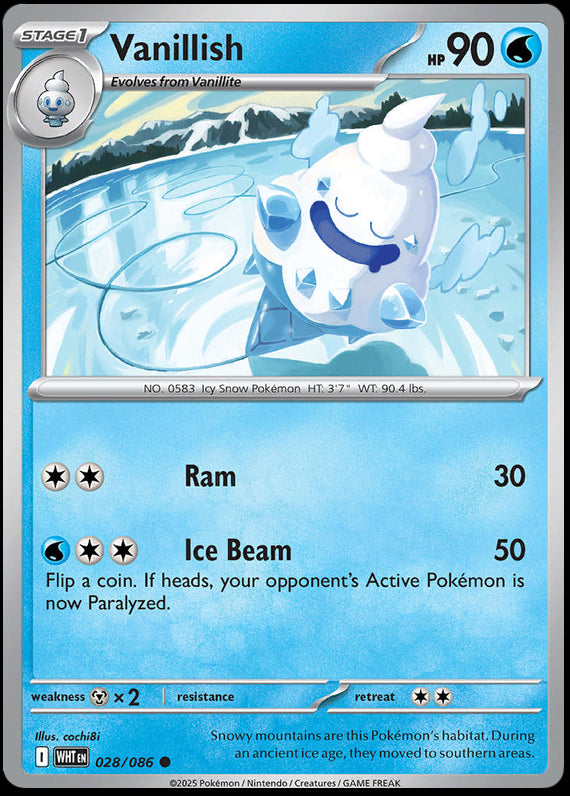 Vanillish (28/86) Scarlet and Violet White Flare Common Pokemon Card TCG