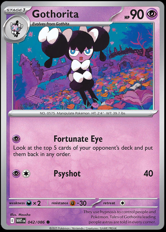 Gothorita (42/86) Scarlet and Violet White Flare Reverse Holo Common Pokemon Card TCG