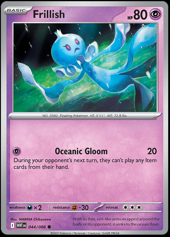 Frillish (44/86) Scarlet and Violet White Flare Reverse Holo Common Pokemon Card TCG