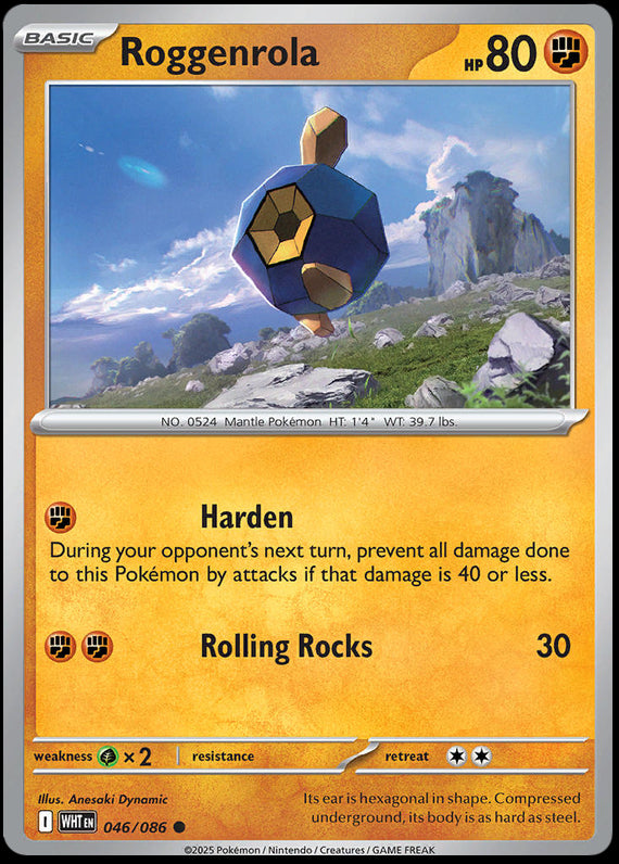 Roggenrola (46/86) Scarlet and Violet White Flare Common Pokemon Card TCG