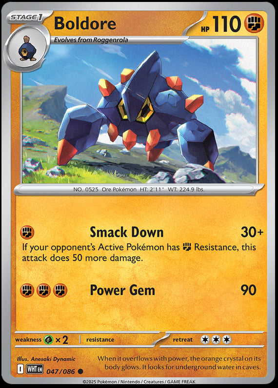 Boldore (47/86) Scarlet and Violet White Flare Reverse Holo Common Pokemon Card TCG