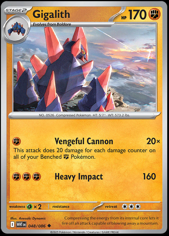 Gigalith (48/86) Scarlet and Violet White Flare Reverse Holo Uncommon Pokemon Card TCG