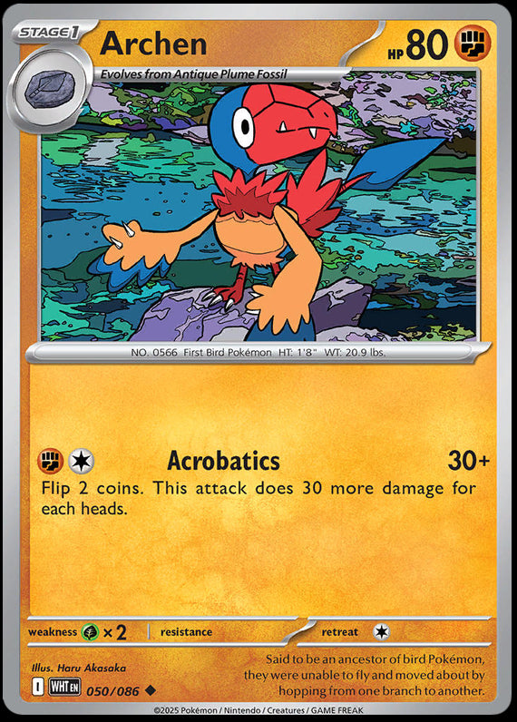 Archen (50/86) Scarlet and Violet White Flare Reverse Holo Uncommon Pokemon Card TCG