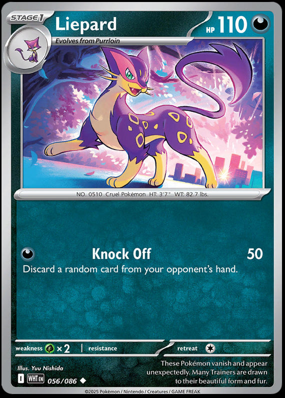 Liepard (56/86) Scarlet and Violet White Flare Reverse Holo Uncommon Pokemon Card TCG