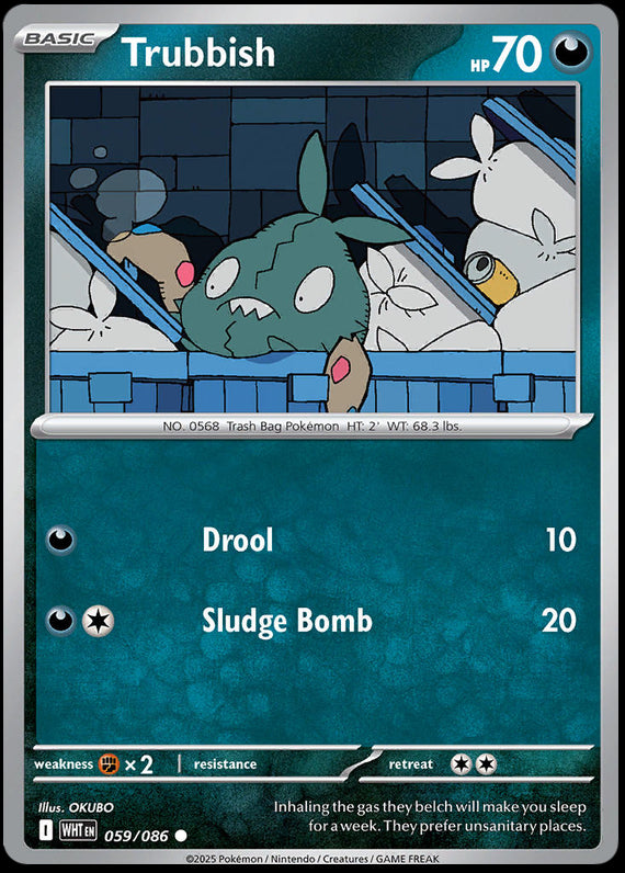 Trubbish (59/86) Scarlet and Violet White Flare Common Pokemon Card TCG