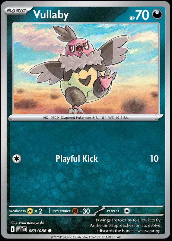 Vullaby (63/86) Scarlet and Violet White Flare Common Pokemon Card TCG