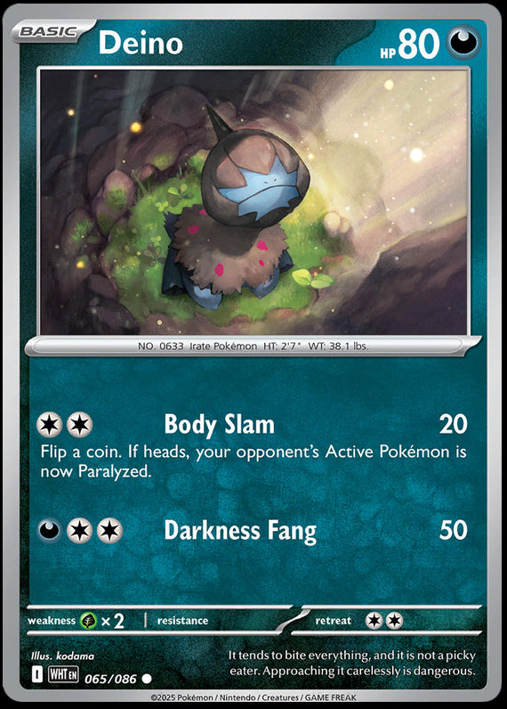 Deino (65/86) Scarlet and Violet White Flare Common Pokemon Card TCG