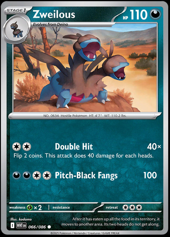 Zweilous (66/86) Scarlet and Violet White Flare Common Pokemon Card TCG