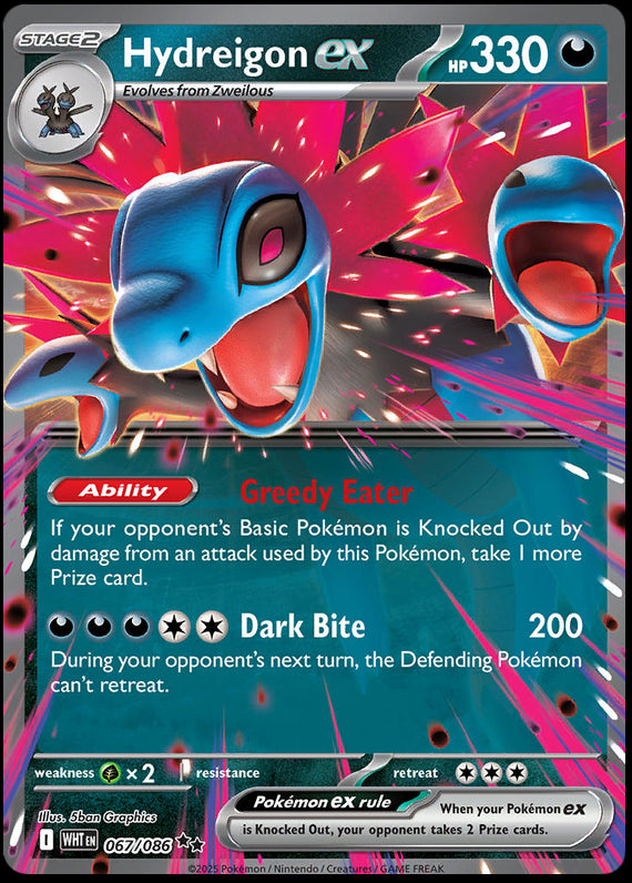 Hydreigon ex (67/86) Scarlet and Violet White Flare Double Rare Pokemon Card TCG