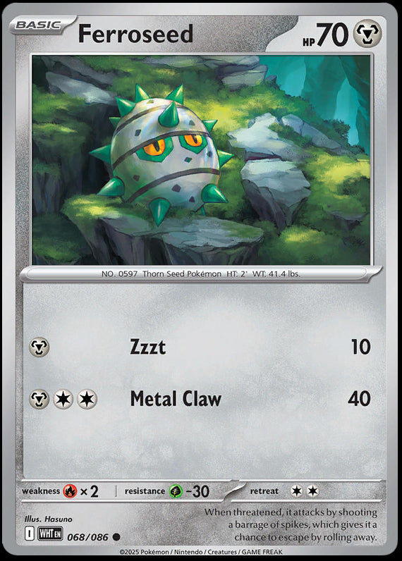 Ferroseed (68/86) Scarlet and Violet White Flare Common Pokemon Card TCG