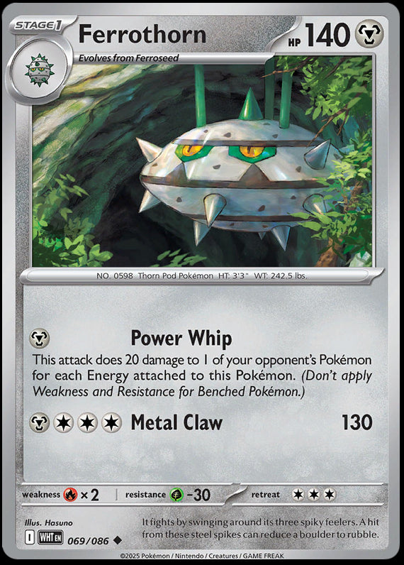 Ferrothorn (69/86) Scarlet and Violet White Flare Reverse Holo Uncommon Pokemon Card TCG