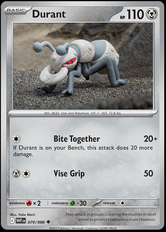 Durant (70/86) Scarlet and Violet White Flare Reverse Holo Uncommon Pokemon Card TCG