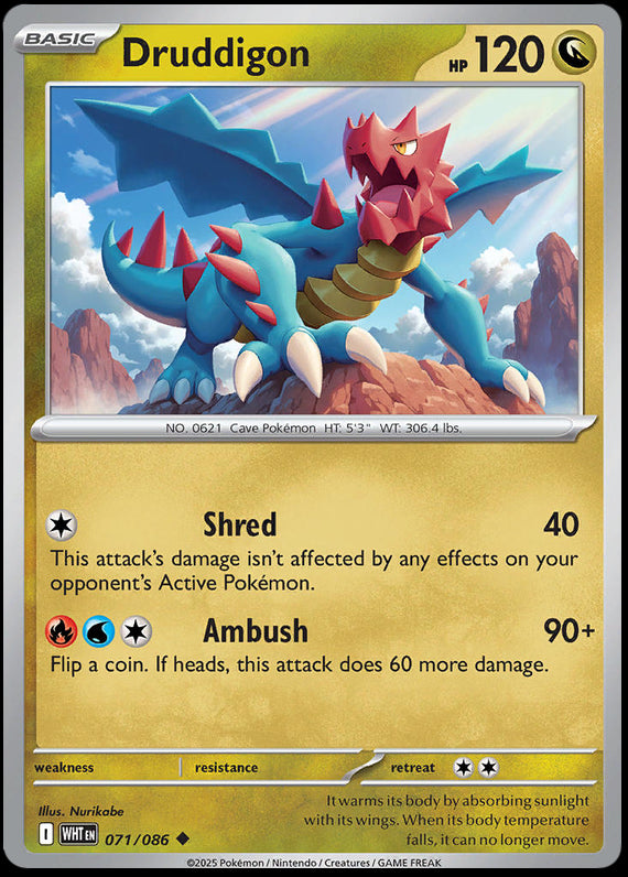 Druddigon (71/86) Scarlet and Violet White Flare Uncommon Pokemon Card TCG
