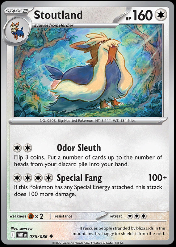 Stoutland (76/86) Scarlet and Violet White Flare Uncommon Pokemon Card TCG