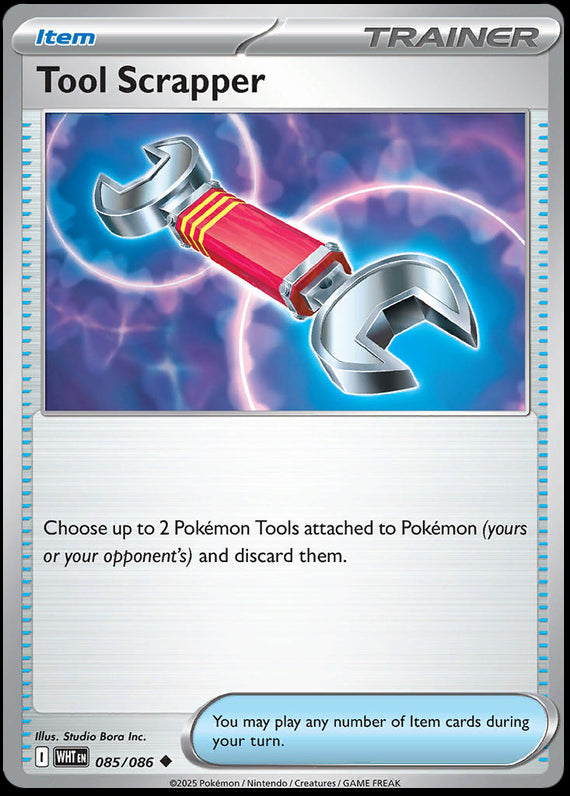 Tool Scrapper (85/86) Scarlet and Violet White Flare Reverse Holo Uncommon Pokemon Card TCG