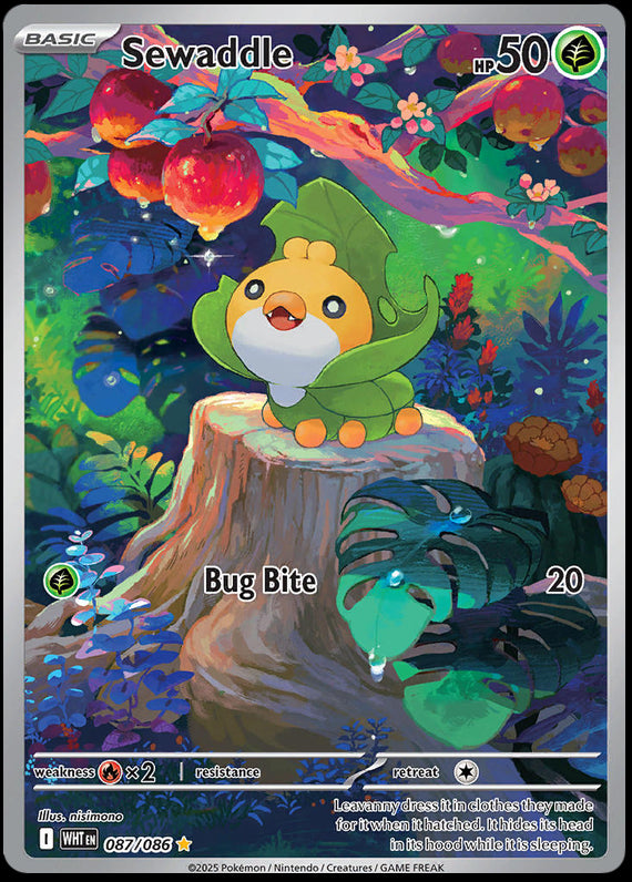 Sewaddle (87/86) Scarlet and Violet White Flare Illustration Rare Pokemon Card TCG