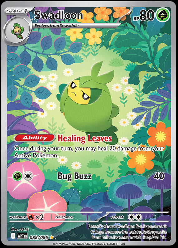 Swadloon (88/86) Scarlet and Violet White Flare Illustration Rare Pokemon Card TCG