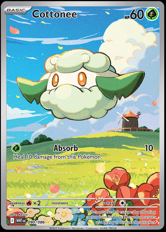 Cottonee (90/86) Scarlet and Violet White Flare Illustration Rare Pokemon Card TCG