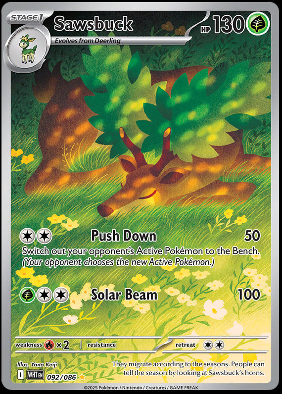 Sawsbuck (92/86) Scarlet and Violet White Flare Illustration Rare Pokemon Card TCG