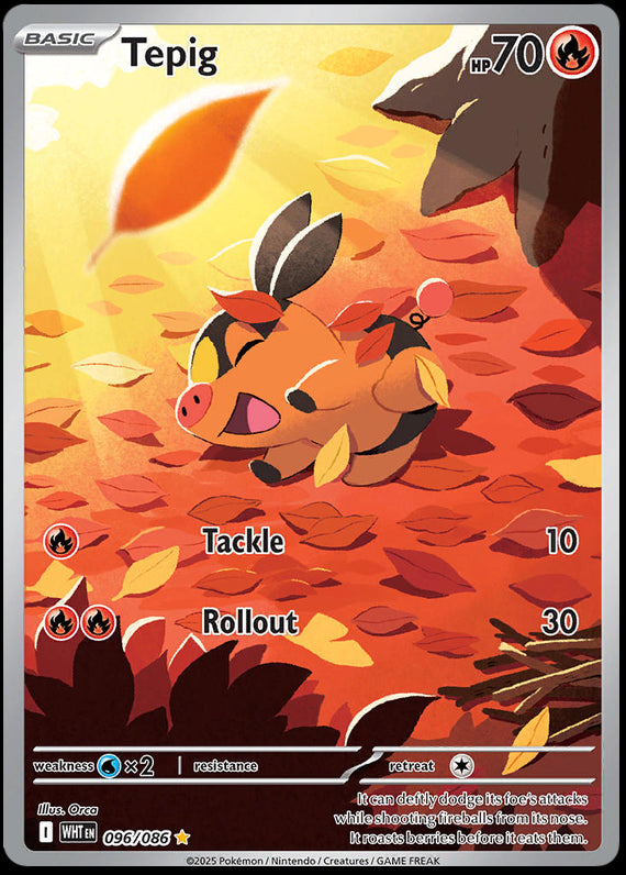 Tepig (96/86) Scarlet and Violet White Flare Illustration Rare Pokemon Card TCG