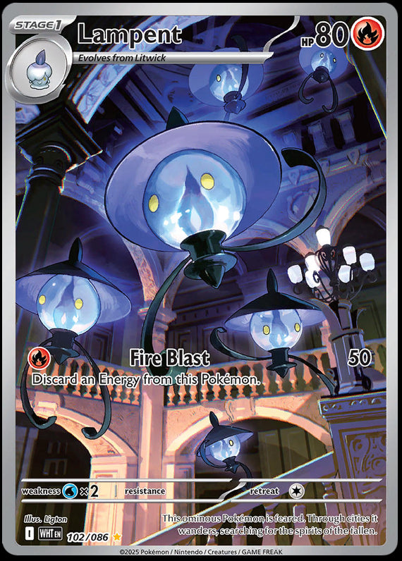 Lampent (102/86) Scarlet and Violet White Flare Illustration Rare Pokemon Card TCG