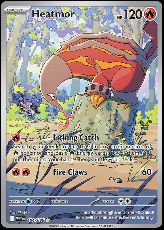 Heatmor (104/86) Scarlet and Violet White Flare Illustration Rare Pokemon Card TCG