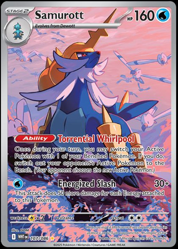 Samurott (107/86) Scarlet and Violet White Flare Illustration Rare Pokemon Card TCG