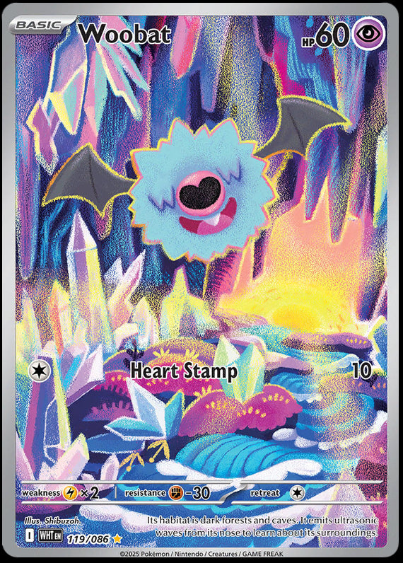 Woobat (119/86) Scarlet and Violet White Flare Illustration Rare Pokemon Card TCG