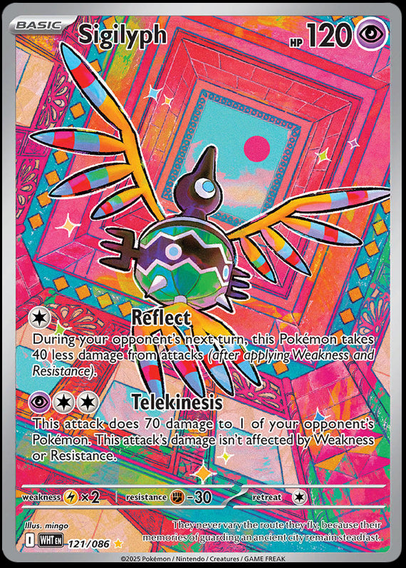 Sigilyph (121/86) Scarlet and Violet White Flare Illustration Rare Pokemon Card TCG
