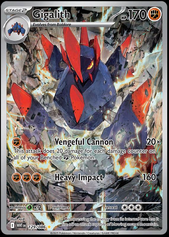 Gigalith (129/86) Scarlet and Violet White Flare Illustration Rare Pokemon Card TCG