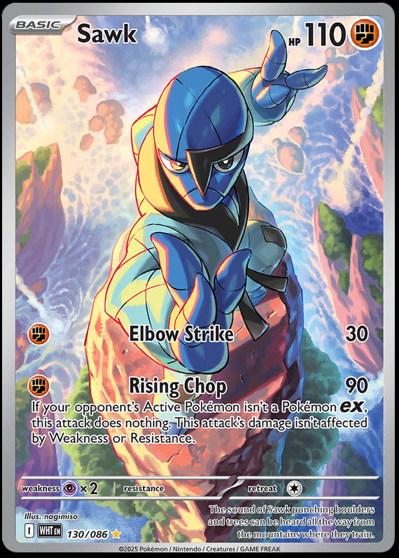 Sawk (130/86) Scarlet and Violet White Flare Illustration Rare Pokemon Card TCG