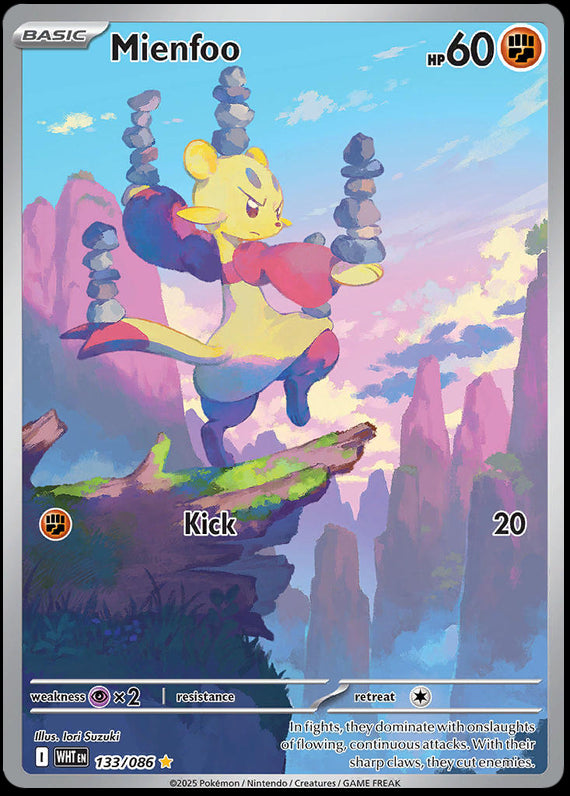 Mienfoo (133/86) Scarlet and Violet White Flare Illustration Rare Pokemon Card TCG